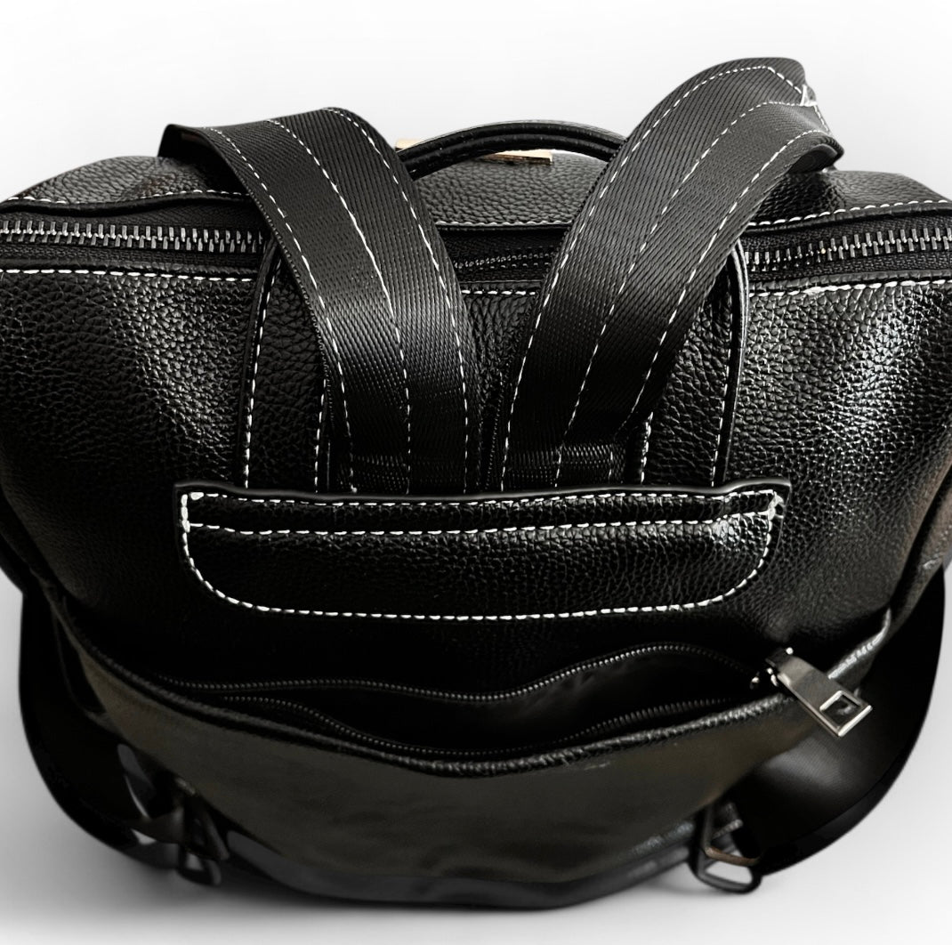 Mochila Cartera Catania Negra texturizada