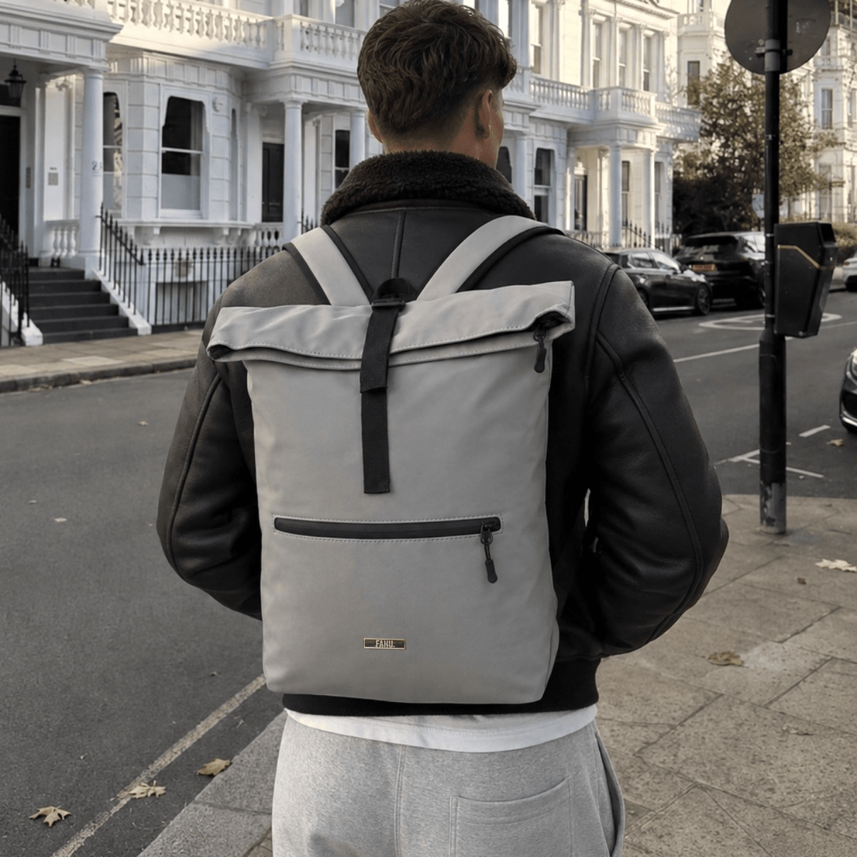 Mochila Roll Top Unisex Taipéi Gris Claro - FAHU