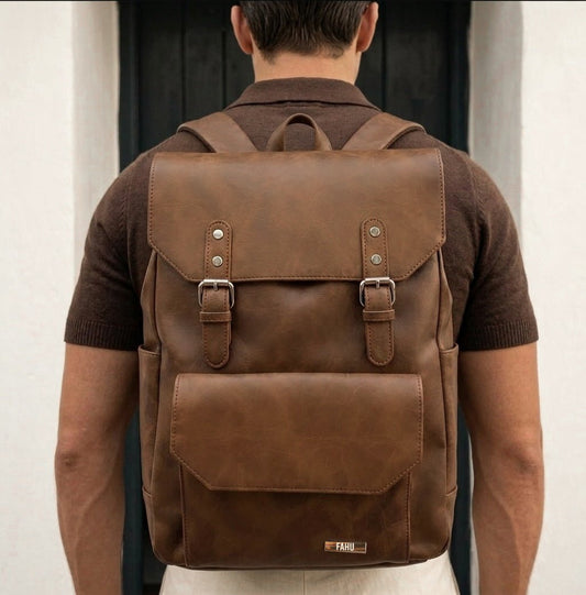 VIENA CAMEL – Mochila Urbana Vintage con espacio para notebook - FAHU